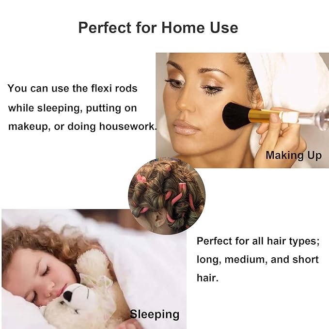 36Pcs Flexible Hair Rollers and Curlers Set - 7" 0.63" & 0.47" Bendable Soft Foam Rods for Heatless Curling Short & Long Hair