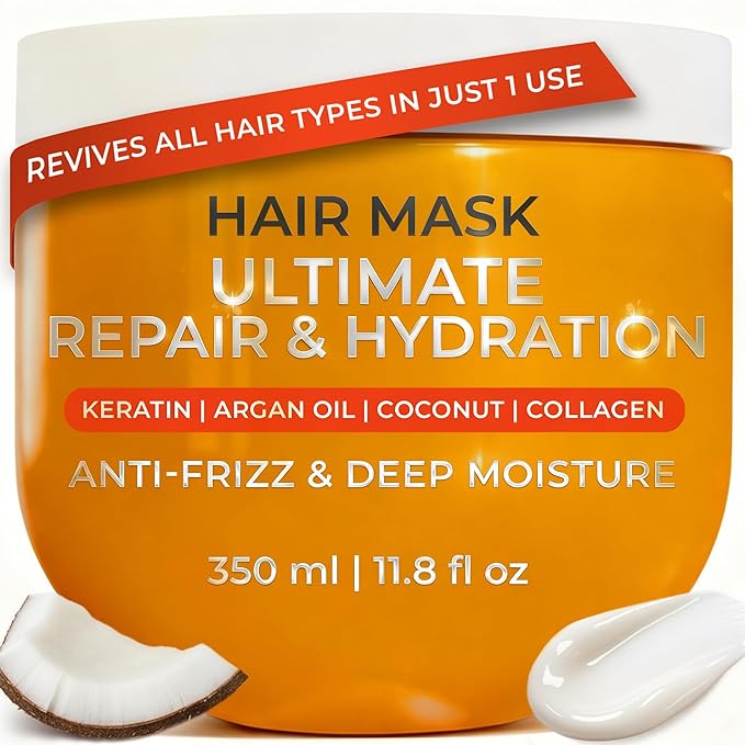 VAO Deep Conditioning Hair Mask for Damaged Hair - Hydrating Hair Mask for Damaged Dry Hair with Argan Oil, Shea Butter, Keratin + Hyaluronic Acid - Hair Repair Treatment for Dry & Color Treated Hair