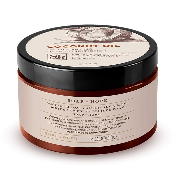 Soapbox Coconut & Shea Rejuvenating Deep Conditioner, Hydrating Hair Treatment for Dry, Damaged Hair - Leaves Hair Soft, Smooth, & Moisturized - Deep Conditioner Hair Mask with Coconut Oil - 12 oz