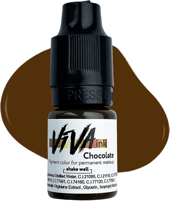 Eyebrow Permanent Makeup Ink – Chocolate – Long Lasting Permanent Eyebrow Pigment for Microblading Saturated and Natural Colored Ink for Eyebrow Tattoo (0.2 oz)