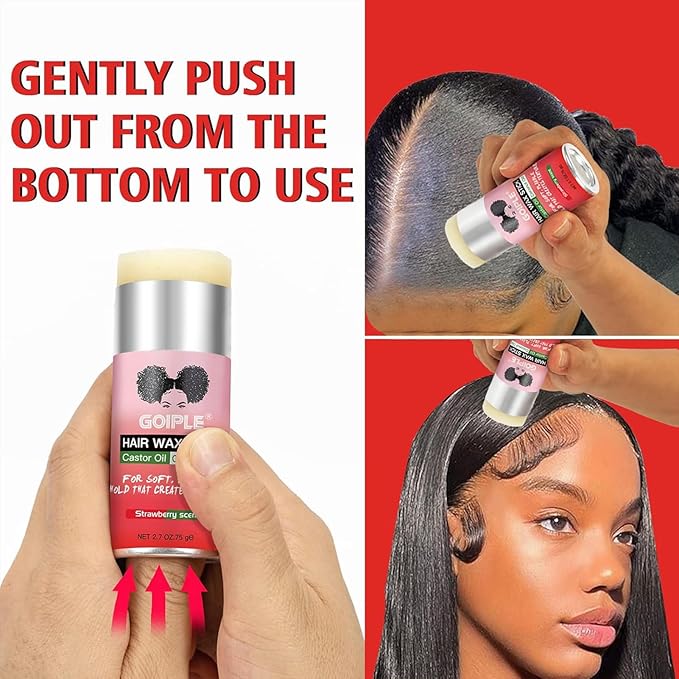 Long-Lasting Hair Pomade and Styling Wax Stick for Black Hair, Wigs, Smoothing & Slick Finish, Edge Frizz Control (2.7 + 2.7 oz)