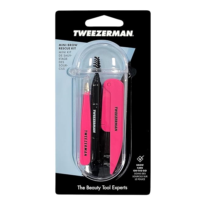 Tweezerman Pink & Black Mini Brow Rescue Kit