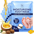 6 Pack Moisturizing Foot Mask for Dry Cracked Feet, Restoring & Hydrating Socks with Coconut, Shea Butter, Jojoba Oil & Vitamin E, Feet Mask for Women & Men Foot Care