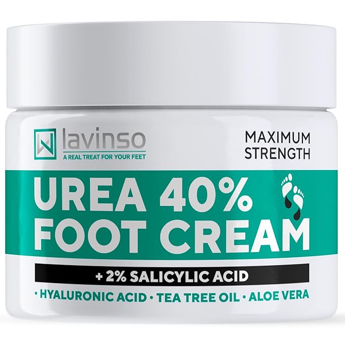 Lavinso Urea Cream 40 Percent for Feet with Maximum Strength - Foot Cream for Calluses and Dry Cracked Heels - Rough Skin Repair for Men and Women