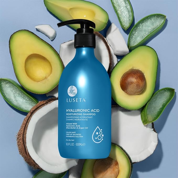 Luseta Hyaluronic Acid Moisturizing Shampoo for Dry and Damaged Hair, Sulfate Free Shampoo and Conditioner for Women Infused with Avocado Argan Oil and Shea Butter Paraben-Free 16.9oz