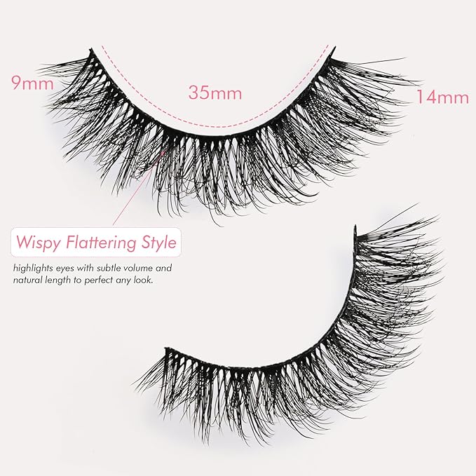 FARRED Lashes Natural False Eyelashes Wispy Fake Lash Strips 30 Pairs Cat Eye Mink Strip Eyelash Short Fluffy Easy Cateye Lashes for Beginners Demi Wispies Eye Lash Natural Looking for Daily Makeup