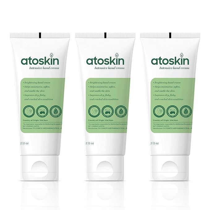 Atoskin Intensive Hand Cream – Deep Moisturizing & Brightening for Dry, Cracked, Aging Hands – Non-Corticoid Formula (2.12oz)