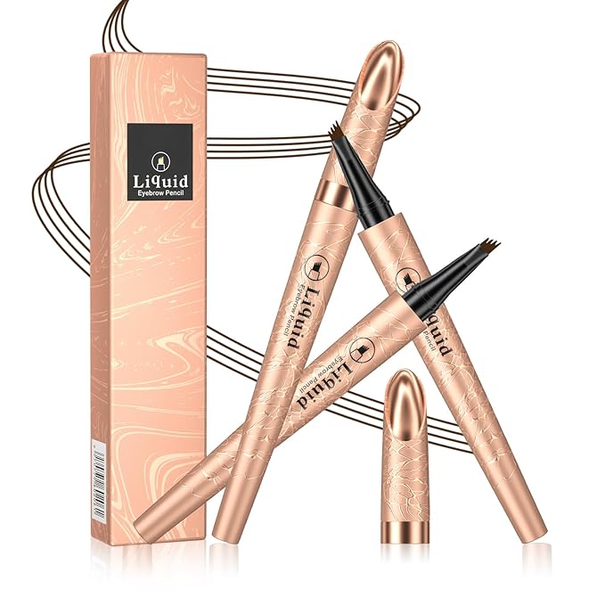 Eyebrow Pen - 4-Fork Tip Lift & Snatch Brow Pencil，Microblading Long-Lasting Waterproof Eye Brow Pen，Natural-Looking Hair-Like Brows，Easy to Use Eyebrow Pencils Makeup for Women (Dark Brown)