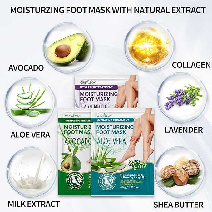 5 Pack Moisturizing Foot Mask,Hydrating Foot Masks for Dry Cracked Feet,Moisturizing Socks Dry Skin Moisturizer for Soft and Smooth Touch Feet,Foot Care Spa Gifts for Women Men Mothers Day Gifts