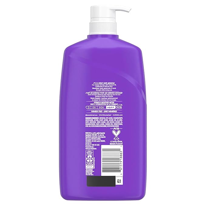 Aussie Miracle Curls Conditioner with Coconut Oil, Paraben Free, 26.2 oz