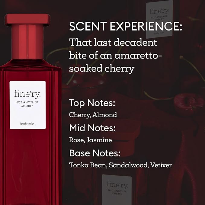 Fine'ry Not Another Cherry Eau De Parfum & Body Mist Gift Set | Fruity & Floral Notes Of Cherry, Rose & Almond | Fine Mist Spray & Perfume For Women | Fragrance Layering Duo (2oz + 5oz)