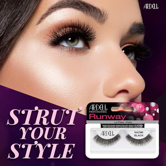 Ardell False Eyelashes Naomi Black - Full Volume, Natural Look Lashes, Comfortable Wear, 4-Pack