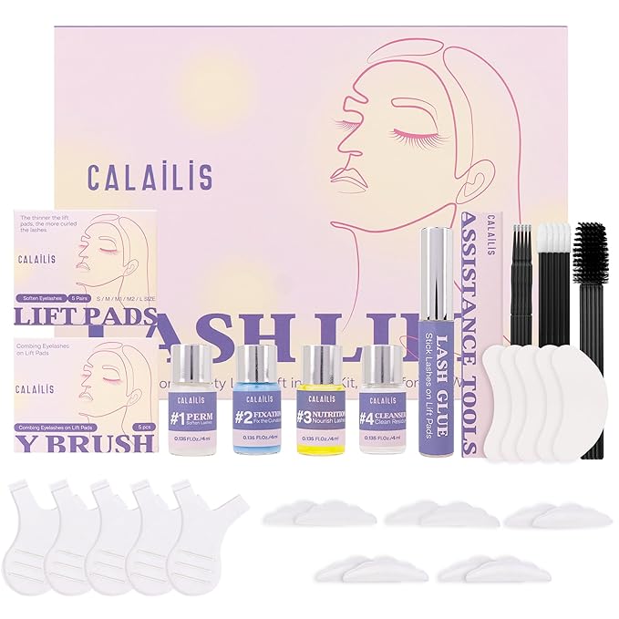 CALAILIS Lash Lift Kit, 2025 Updated Eyelash Lift Kit, Semi-Permanent Eyelash Curling Eyelash Perm Kit Suitable for Salon and DIY at Home Use Lash Perm Kit for Beginner and Professional