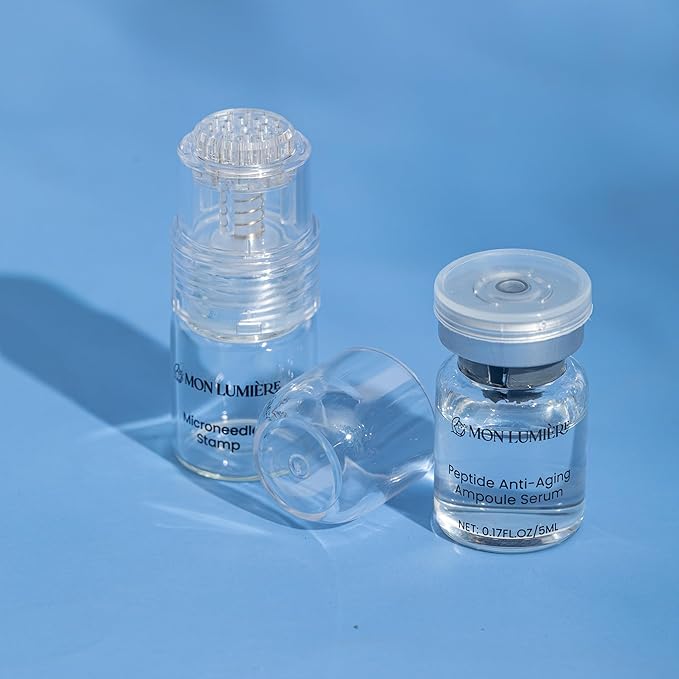 Mon Lumiere Micro Infusion System for Face – Gold Spring-Loaded Facial Stamp with PDRN & Peptides – At-Home Skincare Kit for Glow, Smoother-Looking Skin & Visible Radiance – 6 Single-Dose Serums