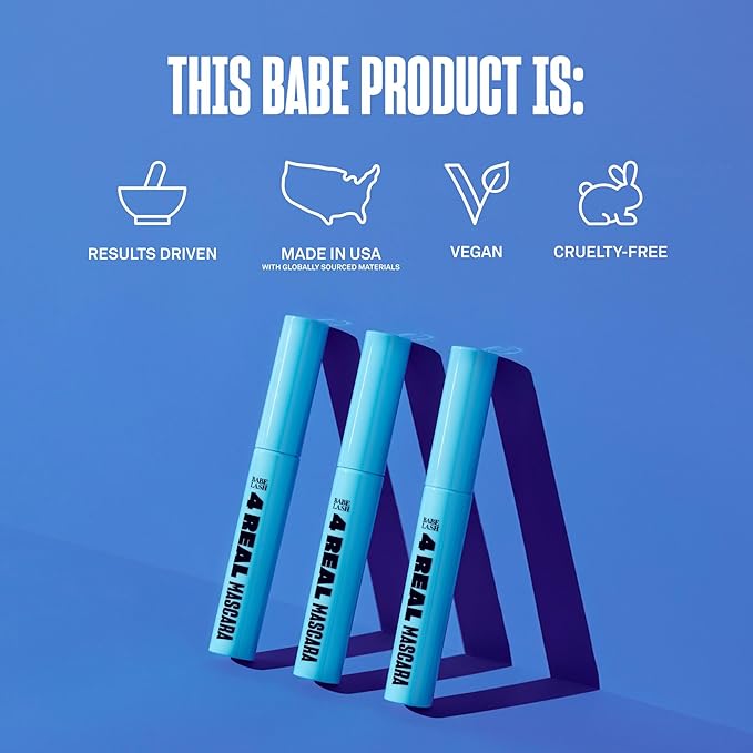 Babe Original 4 Real Mascara Black for Volume, Length, and Lift in Eyelashes, Defined & Flutterly Look, Vegan & Cruelty-Free