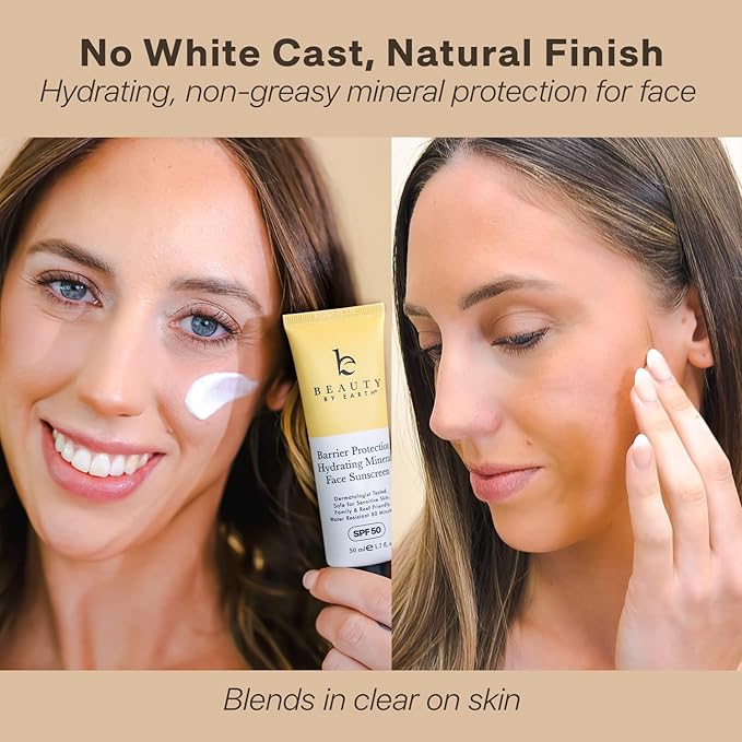 Mineral Sunscreen for Face SPF 50 – Broad Spectrum Zinc Oxide, Made in USA with Natural & Organic Ingredients, Non-Greasy Daily Moisturizer for Sensitive Skin, No White Cast & No Chemicals