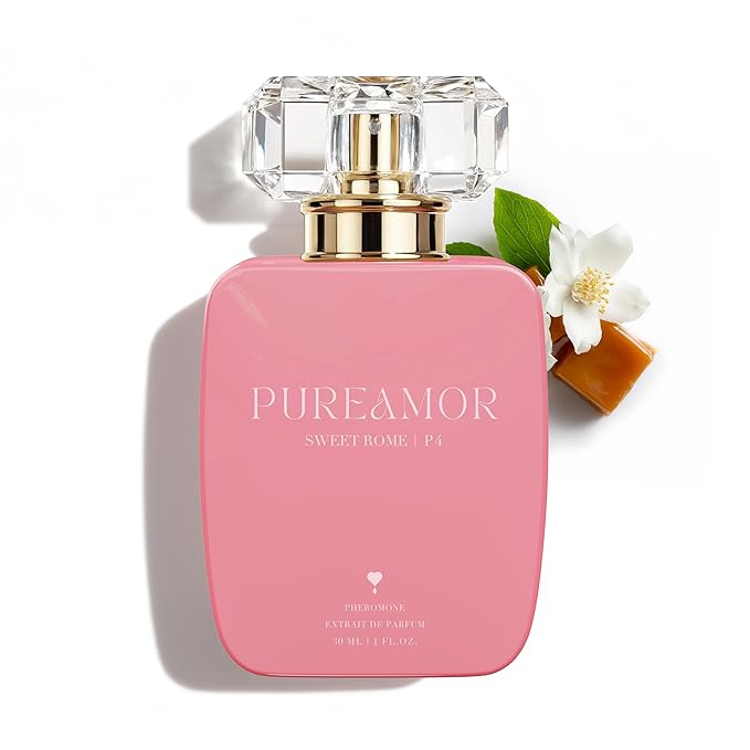 PUREAMOR Pheromone Perfume for Women, Sweet Rome Extrait de Parfum - Long Lasting Sweet Gourmand Caramel & Vanilla Scent, 30% High Concentration, Full Size Fragrance Spray, 1.0 oz / 30 ml