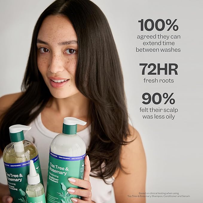 Renpure Tea Tree & Rosemary Scalp Serum, Plant-Based - Refreshing & Rebalancing - For Moisturized, Soft Hair - For Oily/Normal Hair- Tea Tree Leaf Oil, Rosemary Leaf Extract - 4 Fl Oz