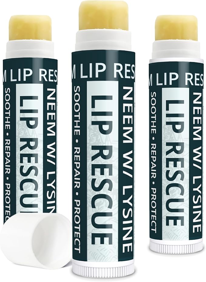 Zatural Neem Lip Balm with L-Lysine | Daily Conditioning Lip Moisturizer with Botanical Oils & Natural Waxes | Softening Lip Care (3 Tubes)