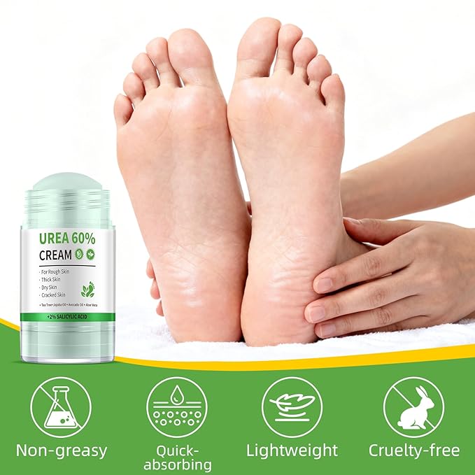 Urea Cream 60 Percent for Feet Maximum Strength, Cracked Heel Stick, Urea Foot Cream for Very Dry Feet Knees Elbows Hands, Thickened Skin, 40g/1.41oz