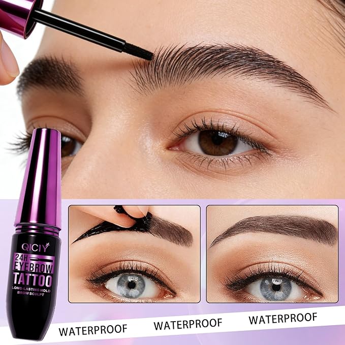 2PCS Peel Off Eyebrow Tint Gel, Semi-Permanent Color Brow Dye, Waterproof Long-Lasting Tattoo Eyebrow Gel for Fuller Defined Brows Makeup, Smudge-Proof, Easy Peel, Lasts Up To 24 Hours (Light Brown)