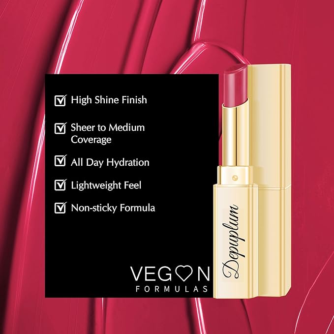 Depuplum Red Lipstick for Women Moisture Lip Gloss Tinted Lip Balm Sheer Lipsticks for Mother's Day Nourishing Hydrate Glossy Lipstick for Dry Lips,DM69 Ruby Red