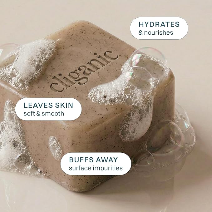 Cliganic Exfoliating Bar Soap – Body Scrub Soap with 98% Natural Ingredients Cleanses, Smooths & Revitalizes Skin, Moisturizing Soap Bar - Cypress Neroli (2 Pack)