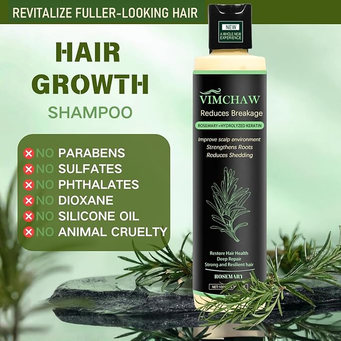 Organic Rosemary Shampoo for Scalp Care - Invigorating Herbal Formula with Mint & Biotin - Strengthening & Volumizing Hair Wash for Thinning Hair, Sulfate-Free (100ml)