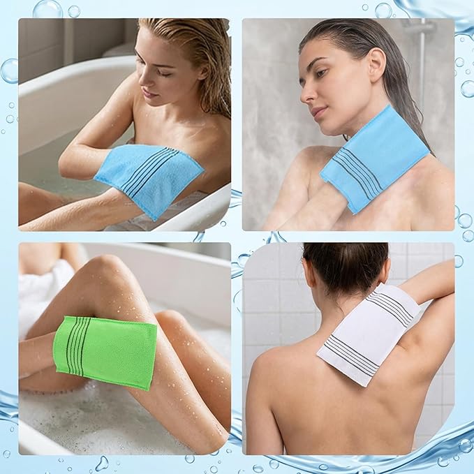 6 PCS Korean Scrub Mitt, Korean Italy Towel Korean Washcloth Exfoliating, Large Exfoliating Gloves Body Scrubber Washcloth for Dead Skin Removal, Home Spa, Multi-Color Set