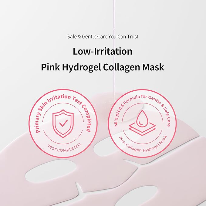 I.st Pink Collagen Hydrogel Face Mask, Ampoule-Infused Korean Sheet Mask, Cooling Hydration, Firm-Looking Glow, 1.12 Oz x 5ea