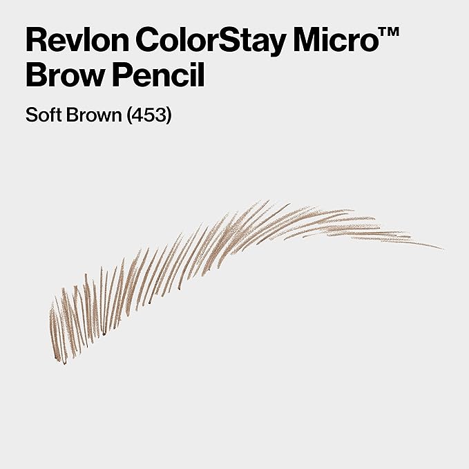 Revlon ColorStay Micro Eyebrow Pencil with Built In Spoolie Brush, Infused with Argan and Marula Oil, Waterproof, Smudgeproof, 453 Soft Brown, 0.003 oz
