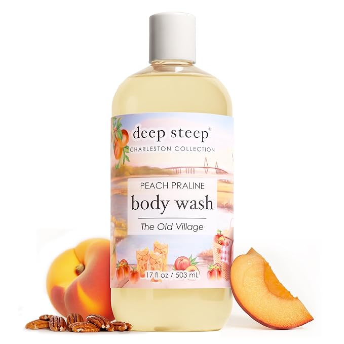 Deep Steep Peach Praline Body Wash, Hydrating Shower Gel with Hyaluronic Acid & Shea Butter for Sensitive Skin, Bodywash for Women & Men, 17 Fl Oz, 1-Pack