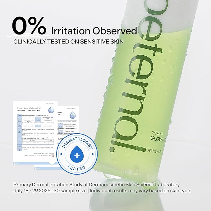 Instant Glow Mist, Hydrating Lightweight Korean Face Mist with Algae 11, Niacinamide and Turmeric root, Moisturizing Spray for Dewy, Glass Skin, For Dry or Sensitive Skin, 120ml / 4.0 fl.oz.
