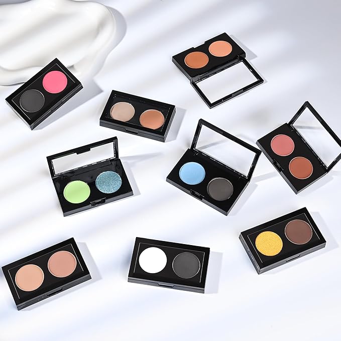 Duo Eye Shadow Powder，Nude&Light Brown Matte Eyeshadow Makeup Palette，Neutral Shades Eyeshadow Palette for Woman Daily Eyes Looks，Highly Pigmented，Smooth, Blendable，sombras de ojos, Cruelty-Free 03
