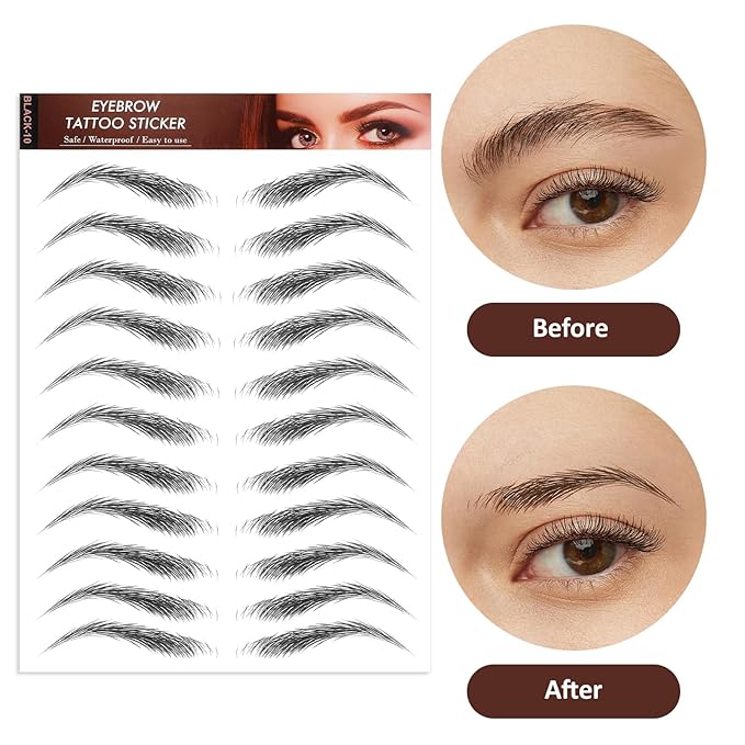 YUXIANLB 15 Sheets Waterproof Eyebrow Tattoo Fake Eyebrows Sticker 4D Hair-Like Eyebrow Tattoos Stickers Temporary Eyebrows Tattoo For Women Long-Lasting Eye Brow Christmas For Makeup Beginner
