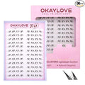 OKAYLOVE Bottom Lash Clusters DIY Eyelash Extensions, Tilt 6-8mm Lower Lashes Wispy Bottoms Individual Lashes, 96pcs Natural Invisible Band Eyelash Clusters for Bottom Eyelashes Extension