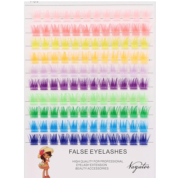 Wide Stem With Various Colored False Eyelashes D Curl Eyelash String 10-20mm Choose Professional Makeup Personal Eyelash String Grafted Eyelash Extension Cluster（Rose red-10-12-14-16mm Mixed）