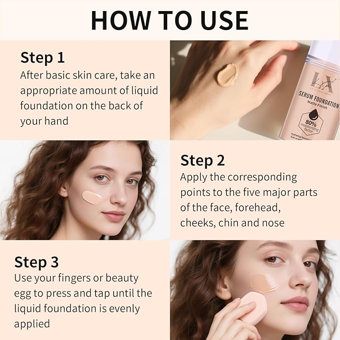 Moisturizing Foundation with 1% Hyaluronic acid, Deep Hydration & High Coverage Serum Foundation for A Smooth & Satin Finish, 206 Medium