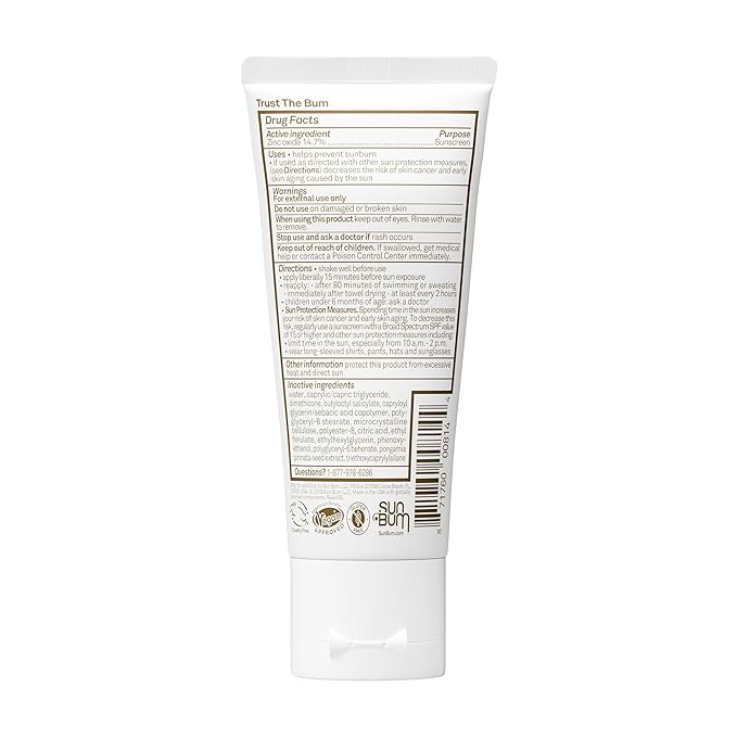 Sun Bum Mineral SPF 30 Sunscreen Body Lotion - NEW FORMULA Broad Spectrum Moisturizing Sunscreen with Vitamin E - Vegan and Hawaii 104 Act Compliant (No Octinoxate & Oxybenzone) - Travel Size - 3 oz