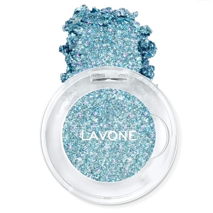 LAVONE Multichrome Eyeshadow, Iridescent Light Blue-Gold Eyeshadow Powder, Multidimensional Sparkle with One-Swipe Color, Highly Pigmented, Smooth Non-Falling