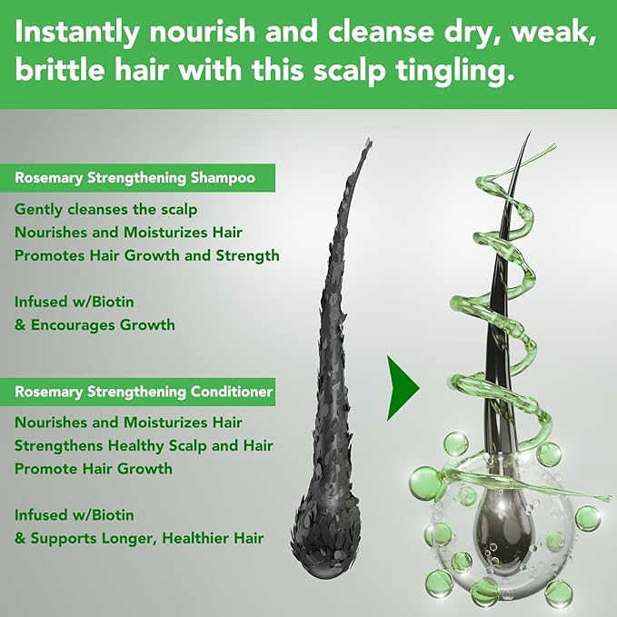 Rosemary Mint Shampoo and Conditioner set Infused with Biotin Promotes Hair Growth & Scalp Health, Strengthen Weak and Brittle Hair for All Hair Types
