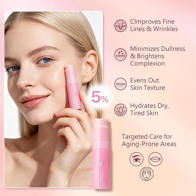 2Pcs PDRN Pink Collagen Volume Multi Balm Stick,Collagen Wrinkle Stick Face & Body Balm,Volumizing Hydrating Firming for Under-Eyes, Neck, Forehead, Smile Lines