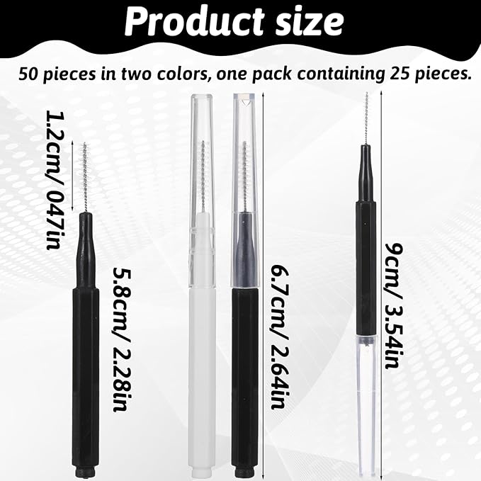 50 PCS Brow Lamination Brushes for Eyebrows, Lamination Spoolies, Disposable Micro Brushes for Brow, Spoolies for Eyebrows and Eyelashes (Black, White)