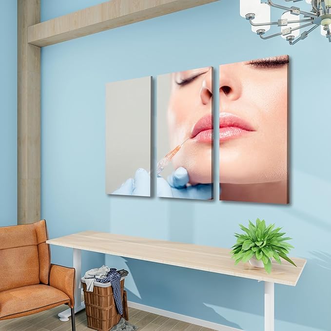 3 Piece Canvas Wall Art Prints Picture botox woman fillers spa facial young treatment syringe body Framed Wall Painting Modern Artwork Poster Home Decor for Living Room Office Ready to Hang