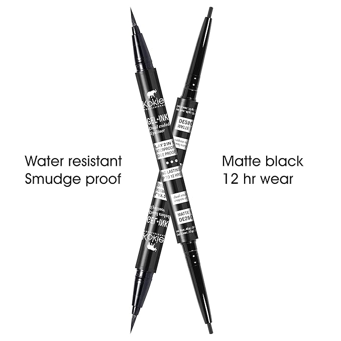 Kokie Gel Ink Dual Ended Eyeliner (Matte Black)