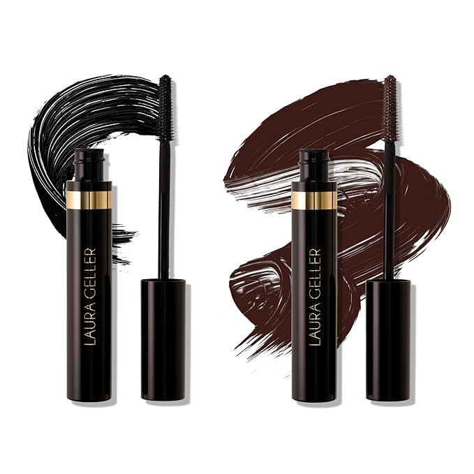 LAURA GELLER NEW YORK Kajal Longwear Mascara – Black and Brown Duo – Volumizing, Lengthening, & Defining Mascara - Buildable, Smudge‑Proof & Flake‑Proof Wear