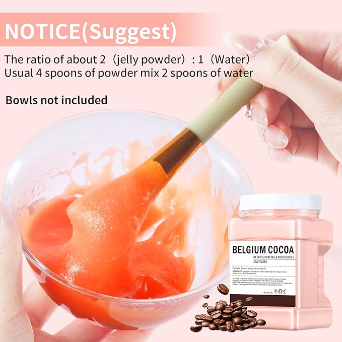 Hydro Jelly Masks for Women Home Spa,Hydrating & Moisturizing Peel-Off Rubber Gel Face Mask Skin Care,Professional Jelly Mask for All Skin Types 23 Fl Oz（Belgiun Cocoa）