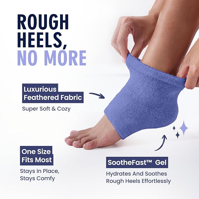 Dr. Frederick’s Original Moisturizing Fuzzy Heel Socks - Cozy Gel-Lined Socks for Dry Cracked Heels - 2 Pairs - Overnight Foot Care with Olive Oil, Vitamin E - Gifts for Women & Men - Lavender Luxury