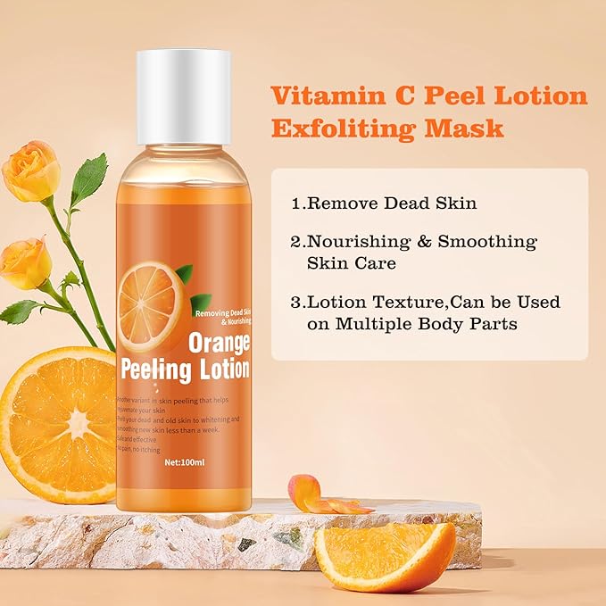 Vitamin C & Peel Off Face Mask for All Skin Types, Orange Peeling Lotion Gentle Exfoliating Blackhead Remover Poreless Deep Cleanse Purifying Hand Masks for Face Arms Neck Gifts