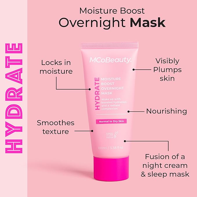 MCoBeauty - Hydrate Moisture Boost Overnight Mask - Intensive Hydration and Skin Rejuvenation - Ceramides, Hyaluronic Acid, Glycerin and Centella Asiatica - Restores and Smooths While You Sleep